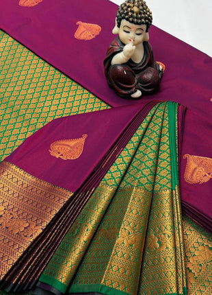 Kanchipuram Handloom Soft Silk Saree - LTS132 Magenta & Green