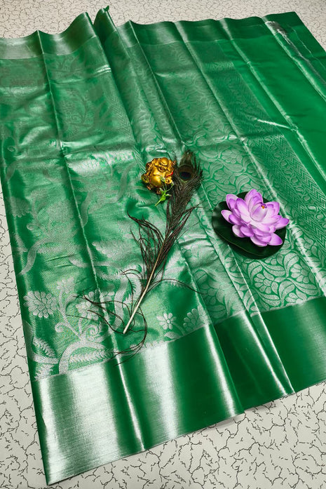 Tissue Kota Jari Model Sarees - LTS09 Dark Green