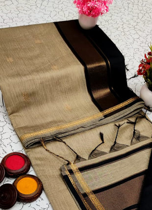 Luna Silk Cotton Sarees - LTS74 Grey & Black