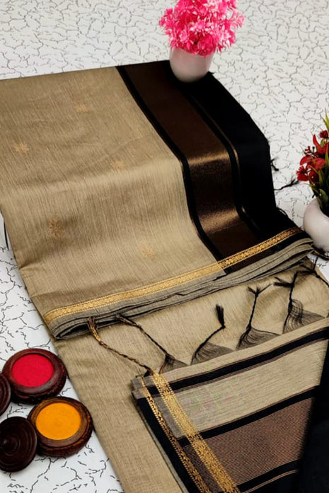 Luna Silk Cotton Sarees - LTS74 Grey & Black