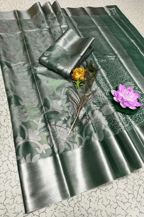 Tissue Kota Jari Model Sarees - LTS08 Sea Green