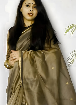 Luna Silk Cotton Sarees - LTS74 Grey & Black