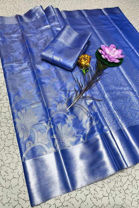 Tissue Kota Jari Model Sarees - LTS07 Sapphire Blue