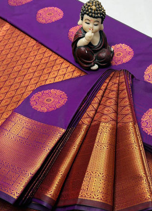 Kanchipuram Handloom Soft Silk Saree - LTS129 Purple & Maroon