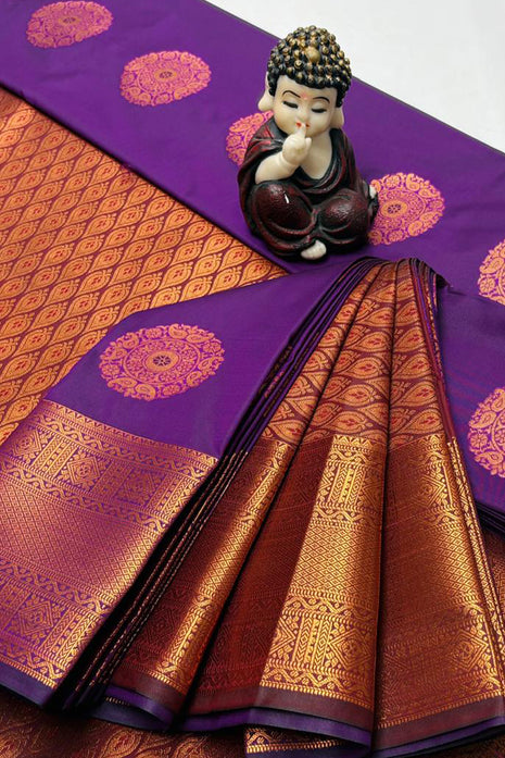 Kanchipuram Handloom Soft Silk Saree - LTS129 Purple & Maroon