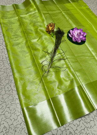 Tissue Kota Jari Model Sarees - LTS06 Lime Green