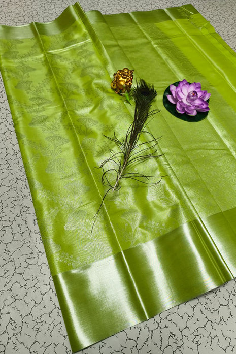 Tissue Kota Jari Model Sarees - LTS06 Lime Green