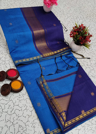 Luna Silk Cotton Sarees - LTS72 Royal Blue & Blue