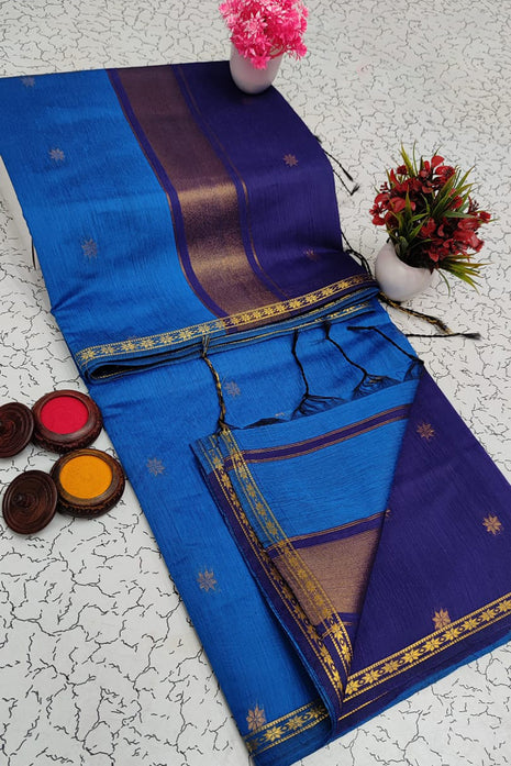 Luna Silk Cotton Sarees - LTS72 Royal Blue & Blue