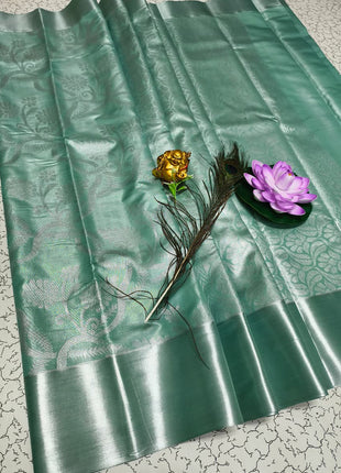 Tissue Kota Jari Model Sarees - LTS04 Light Pastel Green