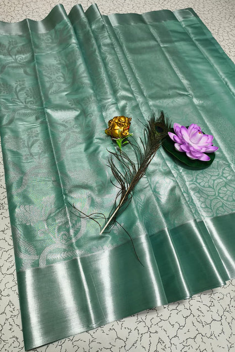 Tissue Kota Jari Model Sarees - LTS04 Light Pastel Green