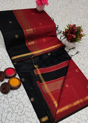 Luna Silk Cotton Sarees - LT22 Maroon & Black