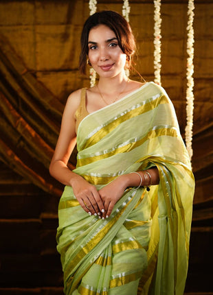Exclusive Multi Colour Checked Type Saree - LTS83 Light Green