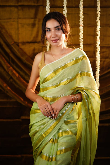 Exclusive Multi Colour Checked Type Saree - LTS83 Light Green