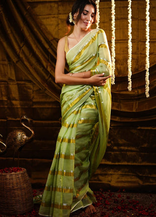 Exclusive Multi Colour Checked Type Saree - LTS83 Light Green