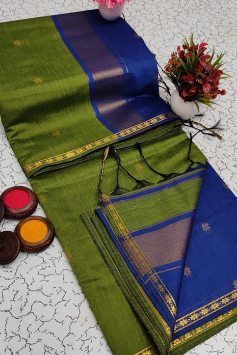 Luna Silk Cotton Sarees - Green & Blue