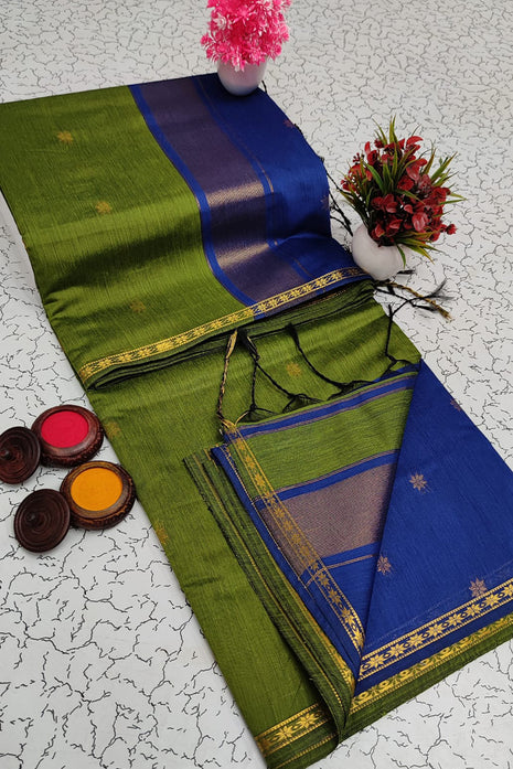 Luna Silk Cotton Sarees - LTS69 Green & Blue