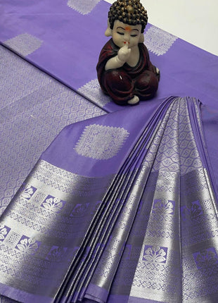 Kanchipuram Handloom Soft Silk Saree - LTS124 Lavender & Silver
