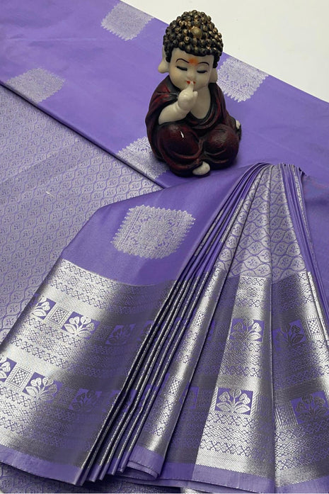 Kanchipuram Handloom Soft Silk Saree - LTS124 Lavender & Silver