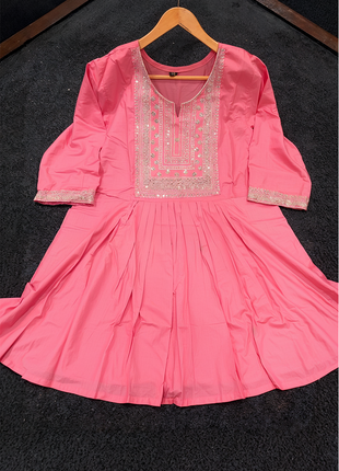 Trending Short Length Kurti with Embroidery Work - LTT21 Pink