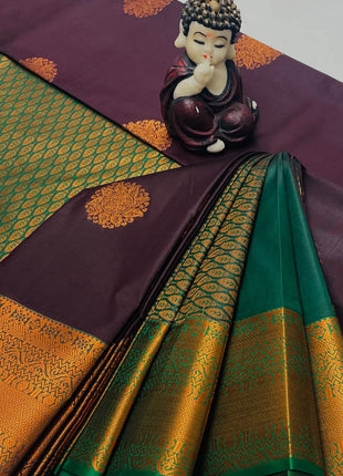 Kanchipuram Handloom Soft Silk Saree - LTS123 Purple & Green