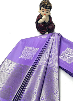 Kanchipuram Handloom Soft Silk Saree - LTS122 Lavender & Silver