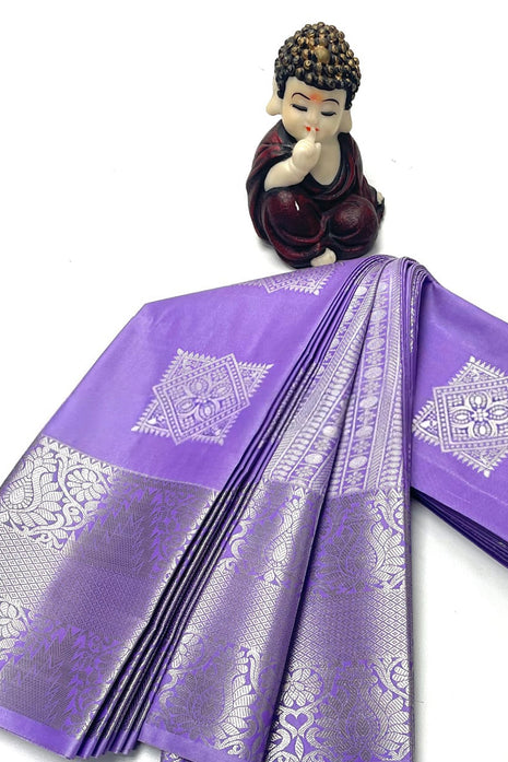 Kanchipuram Handloom Soft Silk Saree - LTS122 Lavender & Silver