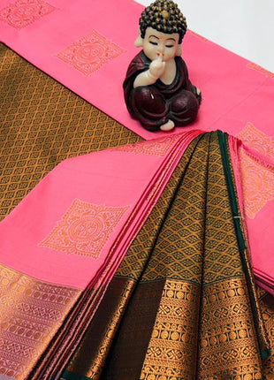 Kanchipuram Handloom Soft Silk Saree - LTS121 Pink & Green