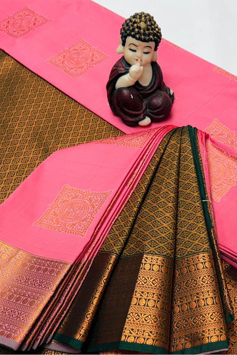 Kanchipuram Handloom Soft Silk Saree - LTS121 Pink & Green