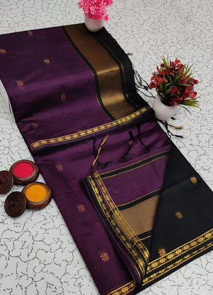 Luna Silk Cotton Sarees - LTS66 Purple & Black