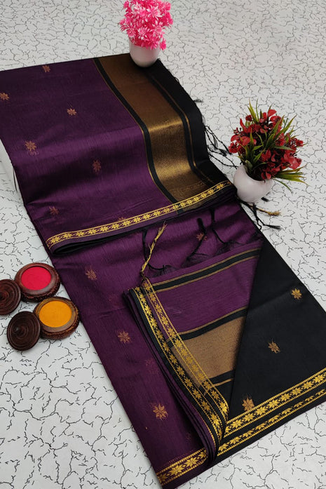 Luna Silk Cotton Sarees - LTS66 Purple & Black