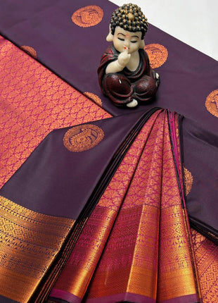 Kanchipuram Handloom Soft Silk Saree - LTS114 Wine & Red