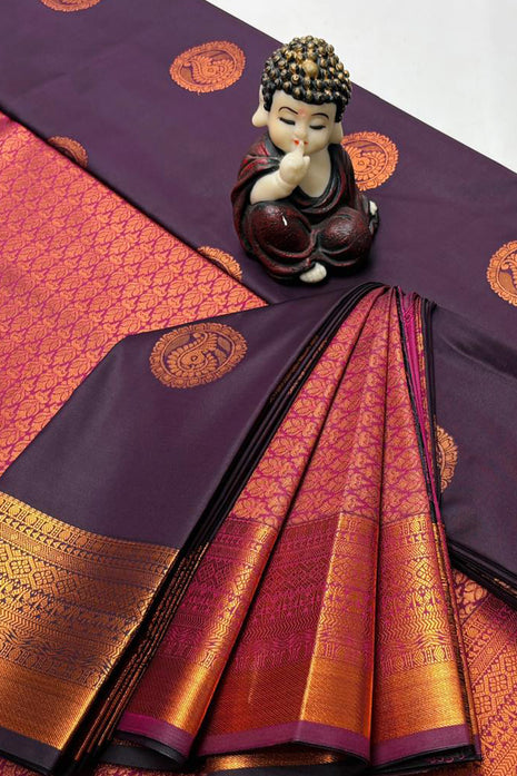 Kanchipuram Handloom Soft Silk Saree - LTS114 Wine & Red
