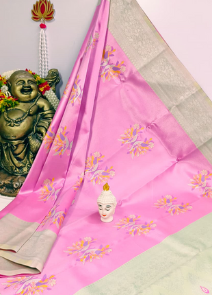 Elite Kupera Korvai Elite Bridal Rapier Fancy Lightweight Silk Sarees - LTS92 Pink & Grey
