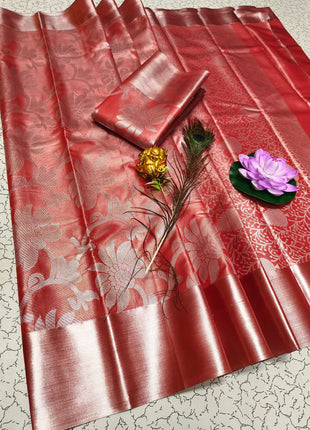 Tissue Kota Jari Model Sarees - LTS18 Bright Red