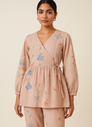 Luna Peach Blossom Flared Floral Dress - LTC14