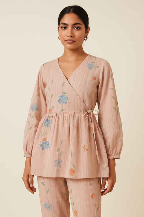 Luna Peach Blossom Flared Floral Dress - LTC14