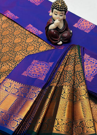 Kanchipuram Handloom Soft Silk Saree - LTS115 Blue & Green
