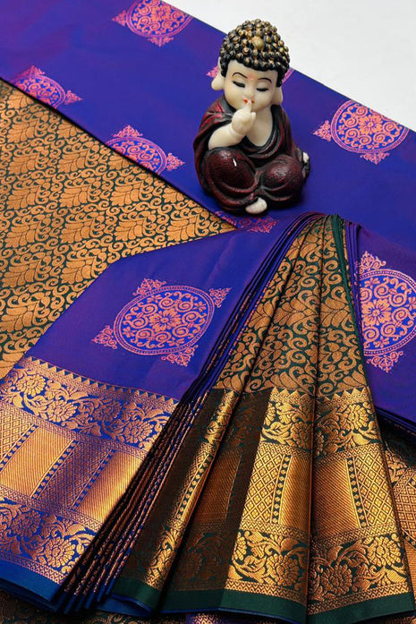 Kanchipuram Handloom Soft Silk Saree - LTS115 Blue & Green
