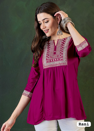 Trending Short Length Kurti with Embroidery Work - LTT26 Rani