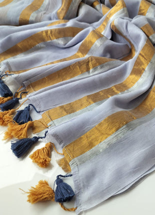 Exclusive Multi Colour Checked Type Saree - LTS82 Grey