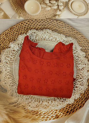 Luna Red Frill Sleeve Dress