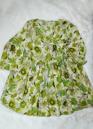 Luna Green Blossom Flared Floral Dress