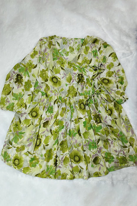 Luna Green Blossom Flared Floral Dress