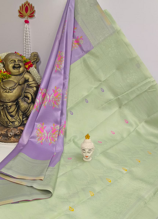 Elite Kupera Korvai Elite Bridal Rapier Fancy Lightweight Silk Sarees - LTS90 Light Green & Violet