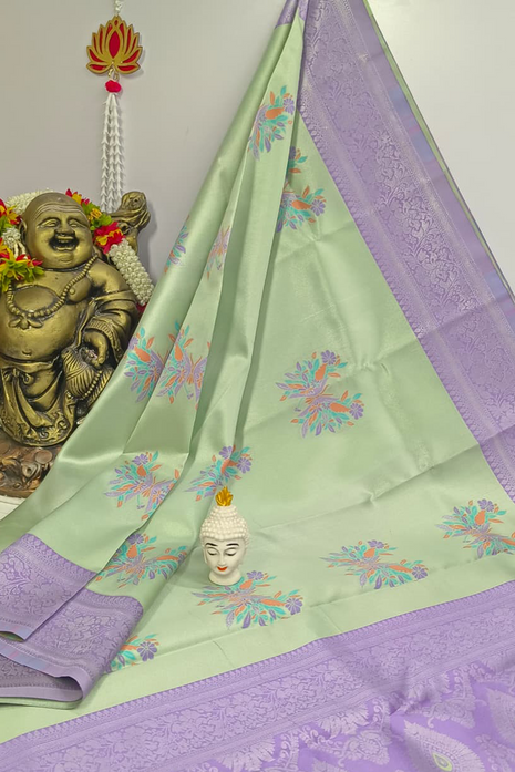 Elite Kupera Korvai Elite Bridal Rapier Fancy Lightweight Silk Sarees - LTS91 Green & Lavender