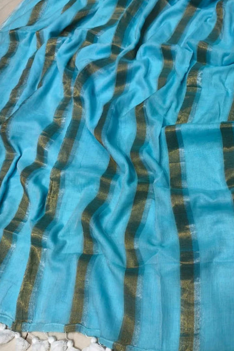 Exclusive Multi Colour Checked Type Saree - LTS80 Aqua Blue
