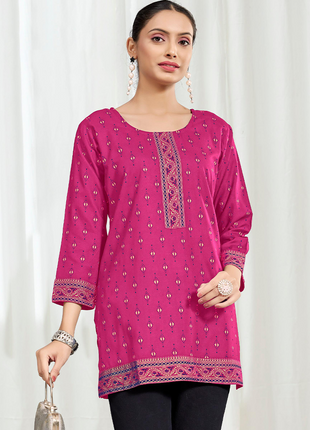 Heavy Rayon Mombay Fabric Multi Print - LTT11 Pink