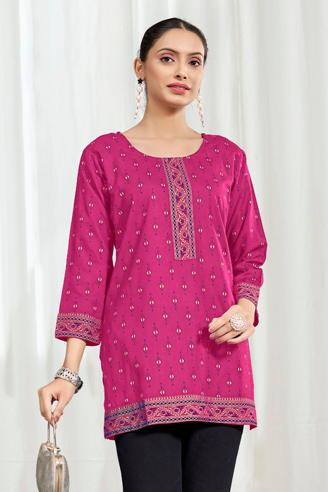 Heavy Rayon Mombay Fabric Multi Print - LTT11 Pink