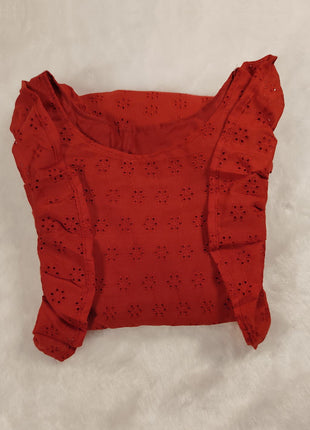 Luna Red Frill Sleeve Dress